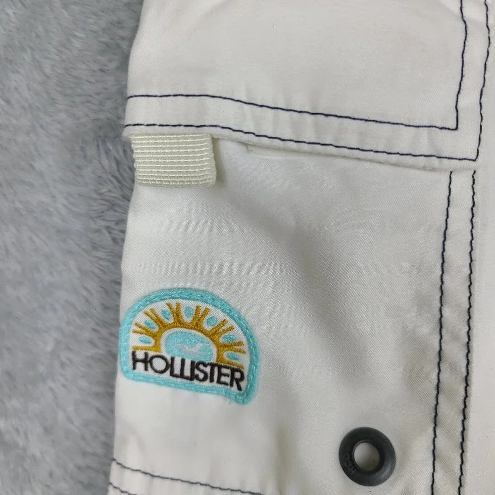 Men's Hollister Swim Trunks White Swim Board Shorts Size 30‎ Hollister Logo